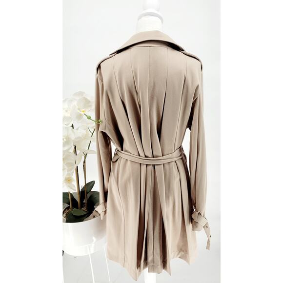 Simply Vera Vera Wang Womens Camel Belted Single Breast Trench Coat Size XL - Picture 6 of 11